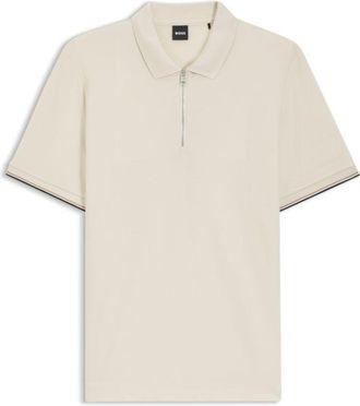 BOSS Cotton-piqu&eacute; polo shirt with zip neck