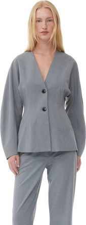 Ganni Grey Drapey Melange Fitted Blazer - Size 4 LENZING&acirc;&cent; ECOVERO&acirc;&cent;