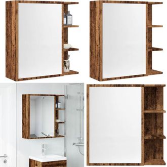 vidaXL Mobile da Bagno a Specchio Legno Antico 62,5x20,5x64 cm Legno - Specchio da bagno - Mobile in legno