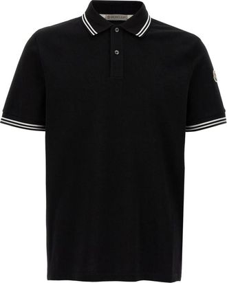 Moncler Zwart poloshirt met korte mouwen - Heren - Polos - Zwart - S - Tops