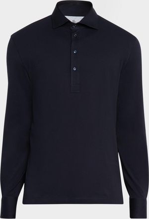 Brunello Cucinelli Mens Cotton Long-Sleeve Polo Shirt