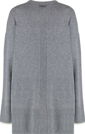 Pinko Womens Cardigan Tasmania Wool-Cashmere Grey Cardigans Sweater