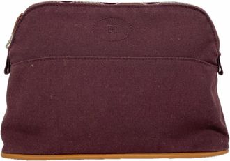 Herm&egrave;s Bordeaux Canvas Pouch (Pre-Owned)