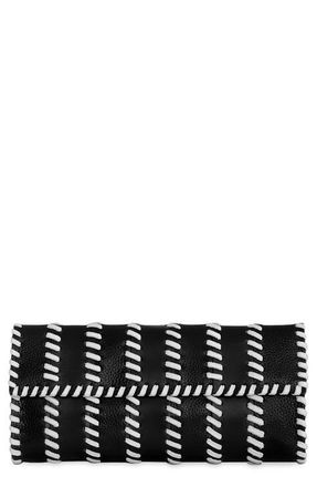 Rebecca Minkoff Whipstitch Patchwork Leather Clutch in Black/White at Nordstrom