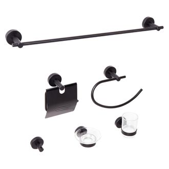 Beliani Beliani - Conjunto De 6 Accesorios De Ba&ntilde;o Moderno De Aluminio Mate Vaso Y Jabonera Incluidos Negro Zaruma