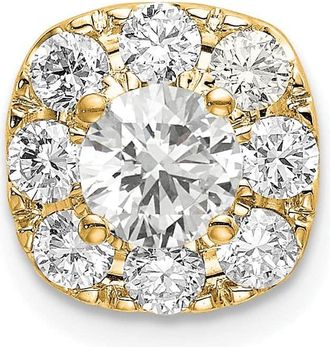 Diamond2Deal 14k Gold Lab Grown Diamond Cushion Halo Pendant (1ct, VS, G-H)
