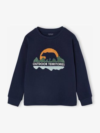 Vertbaudet Jungen Shirt mit Frottee-Motiv marine
