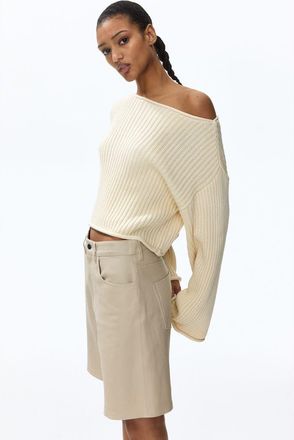H&M Rib-knit Boat-neck Jumper in Light Beige at Nordstrom, Size X-Small