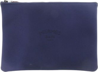 Herm&egrave;s Navy Polyamide Nylon Pouch (Pre-Owned)