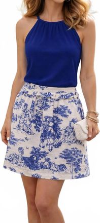 Moschino Toile De Jouy Mini Skirt In Blue & White
