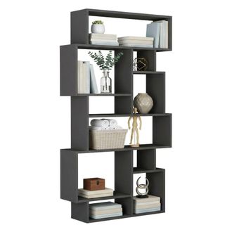 Dmora Dmora - Estante Para Libros Gacrux, Estante De Oficina, Porta Libros M&oacute;vil, Biblioteca, 96x26h169 Cm, Antracita, Con Embalaje Reforzado