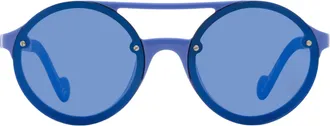 Moncler ML0064 Double Bridge Round Sunglasses - Blue