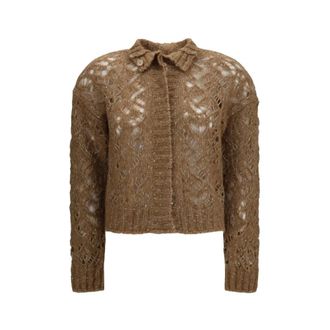 Max Mara Quarto Openwork Cardigan - Knitwear - Mujer - Marr&oacute;n - XS