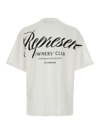 Represent Mens T-Shirt Owners Club Crew Neck White Cotton T-Shirts And Polos