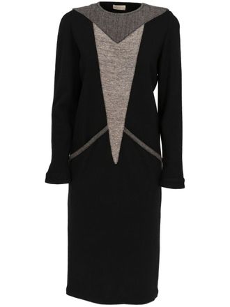 Versace 1970s panelled dress - women - Wool - 40 - Black