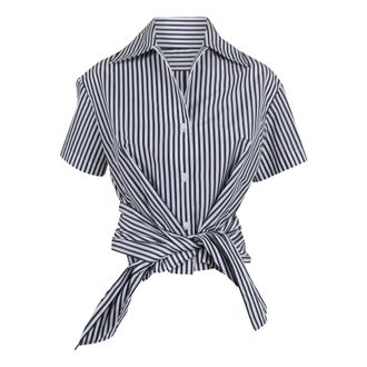Patou Shirts, female, Gray, Size: S Waist-tied shirt in faille