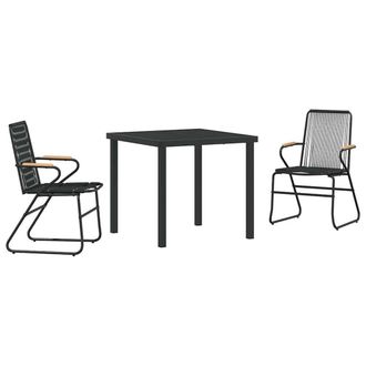 Berkfield Home 3 Piece Garden Dining Set Black PVC Rattan