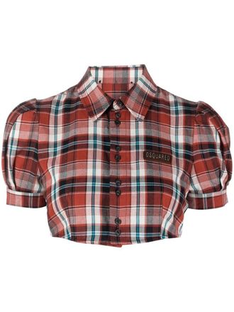 Dsquared2 checked puff-sleeve shirt - Rood