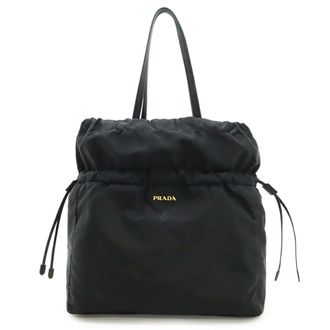 Prada Black Nero Nylon Leather Shoulder Bag Tote Bag (Pre-Owned)