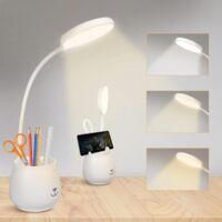 OEM L&aacute;mpara De Escritorio Con Portal&aacute;pices, L&aacute;mpara De Escritorio Led T&aacute;ctil Regulable Con 3 Luces M-crezuo