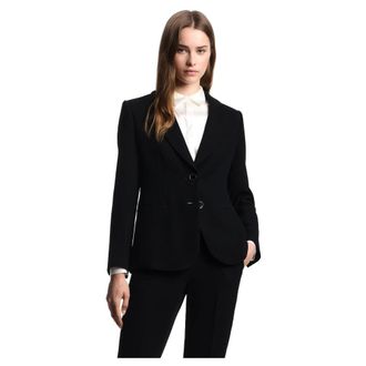 Emporio Armani Jassen, Dames, Zwart, S, Leer, ASV Single-Breasted Blazer