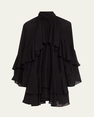 Veronica Beard Adlington Ruffled Chiffon Mini Dress