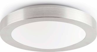 Netlighting Logos 2 Light Medium Round Bathroom Flush Ceiling Light Aluminium White IP44 E27