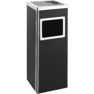 vidaXL Papelera Con Cenicero De Acero Negro 36 L Vidaxl