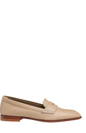 Santoni Womens tumbled leather penny loafer in Natural at Nordstrom, Size 7