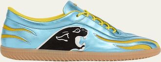 Valentino Garavani Mens Kicky Asymmetrical Metallic Leather Sneakers