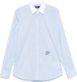 Karl Lagerfeld striped shirt - men - Cotton/Elastane - 43 - Blue