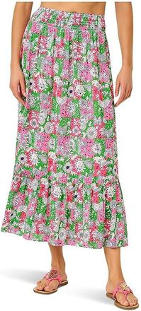 Lilly Pulitzer Enzo Maxi Skirt Cover-Up Womens Swimwear Cherry Blossom Pink Lil Chicken Check : XXS, Cotton