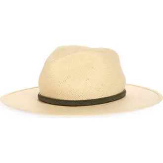 Janessa Leon&eacute; Simone Packable Straw Fedora in Natural /Stone at Nordstrom, Size X-Large