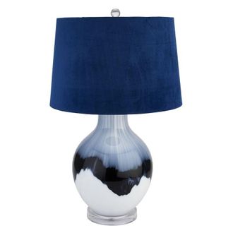 Hill Interiors Hill Interiors - Ice Shadows Table Lamp with Lampshade - Glass - L41 x W41 x H67 cm - Black/Blue/White