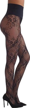 Commando Floral Net Womens Hose Black : SM, Elastane/Nylon