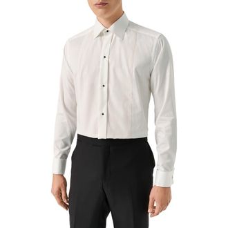 Eton Slim Fit Metallic Bibbed Tuxedo Shirt in Natural at Nordstrom, Size 16.5