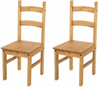 Home Source Industries Home Source - Pair of Dining Chairs Solid Pine Waxed Wooden Dining Room Furniture
