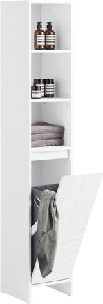 SoBuy Mueble Columna De Ba&ntilde;o Armario Alto Para Ba&ntilde;o Estanter&iacute;as De Ba&ntilde;o Con 1 Cesto Para Ropa Sucia Y 3 Estantes Blanco 30 X 30 X 170 Cm Bzr158-w Sobuy Es