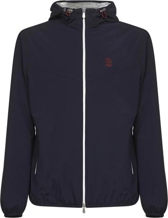 Brunello Cucinelli Buitenlaag met capuchon - Heren - Zomerjassen - Blauw - XL - Leer - Jassen