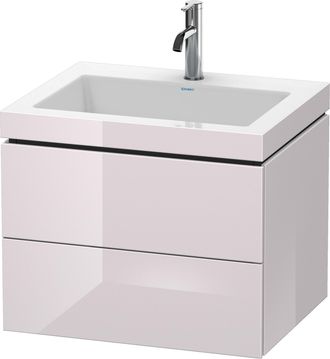 Duravit Lavabo Para Muebles Duravit L-cube C-bonded Con Base, Colgante, 60x48 Cm, 2 Cajones, Sin Rebosadero, 1 Agujero Para Grifo, Color: Laca Blanca Lila Alt