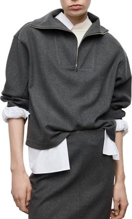 Mango Half Zip Sweatshirt in Dark Heather Grey at Nordstrom, Size Medium