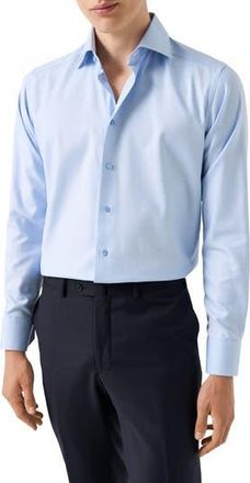 Eton Slim Fit Cotton Twill Dress Shirt in Light Blue at Nordstrom Rack, Size 17.5