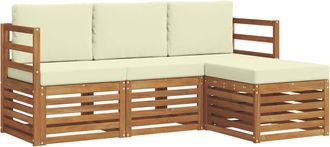 vidaXL Conjunto De Sof&aacute;s De Exterior 4 Uds. Natural Y Crema Vidaxl