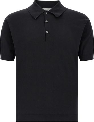 John Smedley Black Short Sleeves Polo