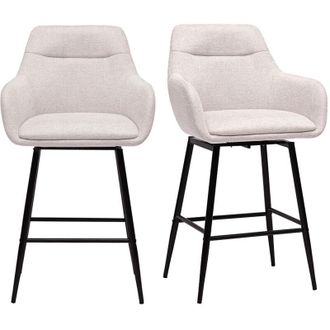 Miliboo Sgabelli da bar girevoli 360&deg; in tessuto effetto velluto beige e metallo H65.5 cm (set di 2) ALESS