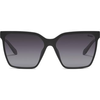 Quay Level Up Remixed 61mm Gradient Polarized Square Sunglasses in Matte Black/Smoke Polarized at Nordstrom