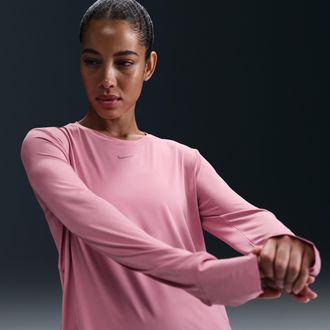 Nike Womens One Classic Dri-FIT Long-Sleeve Top in Pink | FN2801-699