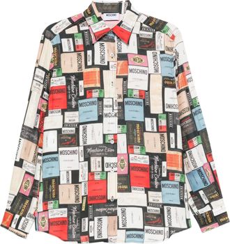 Moschino Long-Sleeved Button-Up Shirt with Eclectic Print