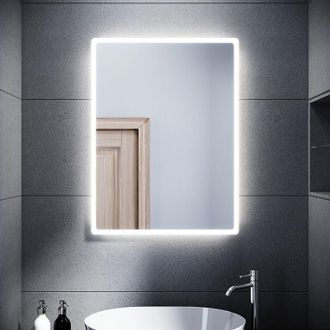 Sonni Sonni - Specchio da Bagno Illuminato a led Specchio da Parete da Bagno Moderno Bianco Freddo Impermeabile IP44 a Risparmio Energetico 40 x 60cm