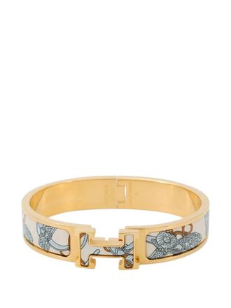 Herm&egrave;s Bracciale rigido stretto Bride de Cour Clic H PM con design smaltato 2000-2025 - Bianco